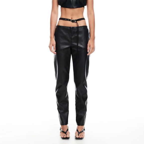 Lioness Pants - Lioness Black Straight Leg Leather Pants